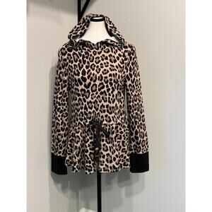 NWT Kate Spade Women's Terry Cloth Leopard Print Hoodie in Medium MSRP $148